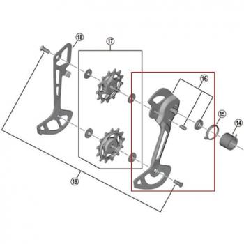 Portapoleas Exterior Shimano Deore XT M8120 SGS 12v - Pata Larga, Diferencia Máxima 43-45 Dientes