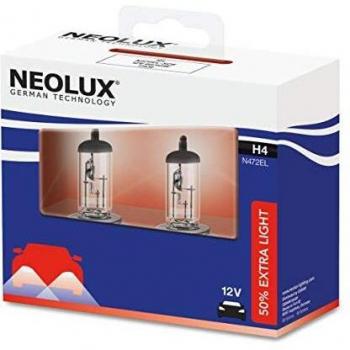 Lámpara halógena NEOLUX H4 Extra Light + 50% 12V/60/55W, 2 piezas, faro de carretera