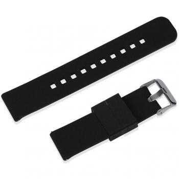MPTECK @ 22mm negra Correa de Reloj Banda de caucho sintético Con Hebilla Reemplazo Repuesto para LG G watch G watch R watch urbane W100 W110 W150 Samsung Galaxy Gear 2 Gear 2 Neo Gear Live R381 R380 R382 Asus zenwatch W1500Q W1501Q Moto 360 II
