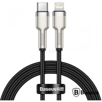 Cable de datos metálico Baseus Cafule USB tipo C a Lightning 1m Negro