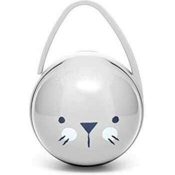 Suavinex - Portachupete Premium Bebé para Llevar 2 Chupetes, Caja Portachupetes Portátil, Funda para Chupetes, Color Whiskers Gris