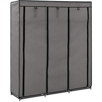 vidaXL Wardrobe with Compartments and Rods Grey 150x45x175 cm Fabric