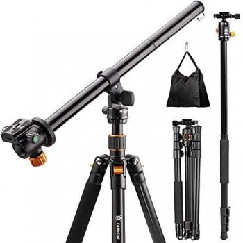 TARION Q550 Trípode Cámara y Brazo Extensión Columna Central con rotación Horizontal 360°y Vertical 180°y Sacos de Arena MAX 155 cm Carga 6 kg para Viajar Foto