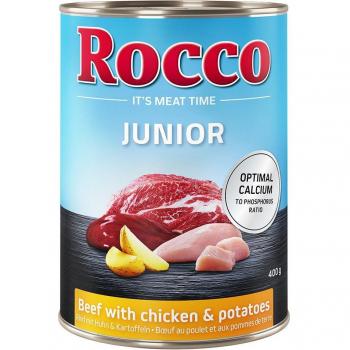 Rocco Junior 24 x 400 g - Vacuno con pollo y patatas
