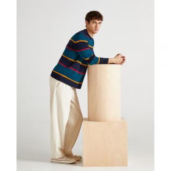 Jersey cuello caja chenilla rayas de hombre Green Coast