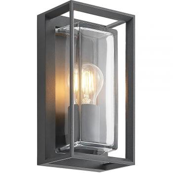Aplique de exterior Ismera, IP65, cristal, gris oscuro, E27, moderno, aluminio (1 llama) de Arcchio