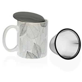 Taza con Filtro para Infusiones Versa Gardee Hojas Porcelana Gres