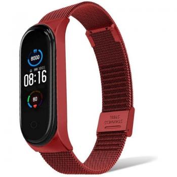 Correa Metálica Roja Compatible con Xiaomi Mi Smart Band 5/6 Pulsera de Recambio Acero Inoxidable