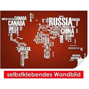 Adhesivo Pared de Word Cloud Map Red - Fáciles de pegar - Wall Print, Wall Paper, Póster, pantalla con pegamento de puntos de vinilo para paredes, puertas, muebles y superficies lisas de Trend paredes, rojo, 90 x 60 cm