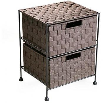 Versa 19480241 Mueble 2 Cajones Chocolate,44x29x35cm,Nylon y metal,Cajonera,Baño