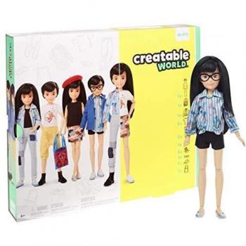 Creatable World Figura Unisex, muñeco articulado, pelucas color negro y accesorios