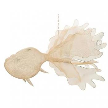 Figura Pez Colgante de Metal Blanco 49x42x42 cm