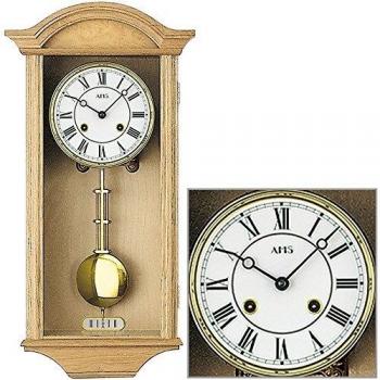 Reloj de Pared Mecánico AMS 614/5 con Caja de Madera de Aliso para Comedor y Sala de Estar