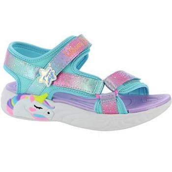Sandalias abiertas para niña Skechers Unicorn Dreams multicolor con luces, modelo Majestic Bliss 302682L/PRMT