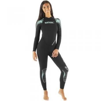 Seacsub Traje de Neopreno para Freediving M.lungo Cover 5 mm, Traje de Buceo de Neopreno de una Pieza, Negro, Talla M