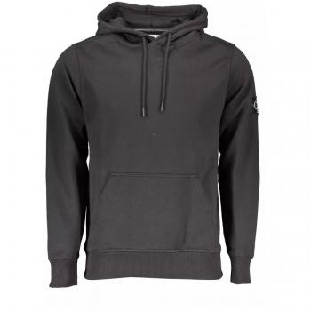 Calvin Klein Men's XL Black Cotton Logo Hoodie with Central Pocket