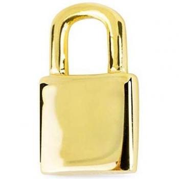 Colgante charm Luxenter plata Ley 925m baño oro candado 12.8mm. liso