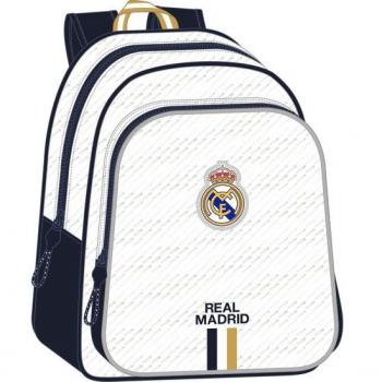 Mochila Infantil con Adaptador para Carro Real Madrid Primera Equipación 2023/2024 Safta 10x28x34 cm