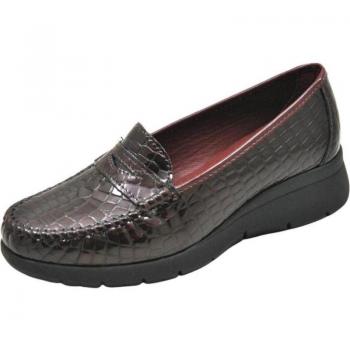 Zapatos para Plantillas Lumel, modelo Mocasín con Adorno Antifaz, muy ancho, color rojo, para mujer, plantilla ex bordo
