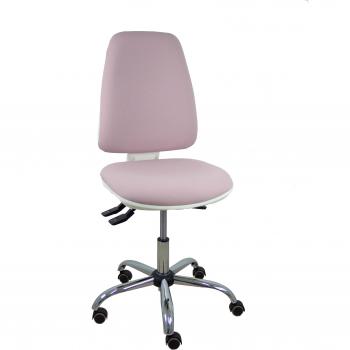 Silla de Oficina Ergonómica Blanca con Tapizado Rosa BALI