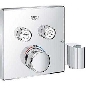 Grohe Grohtherm SmartControl - Termostato para ducha y baño con soporte, dos válvulas y pieza de empalme para ducha integrada, Cromo