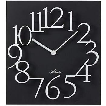 Reloj de Pared Cuadrado Analógico de Cuarzo Atlanta 4511/7 Negro