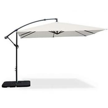 Parasol cuadrado offset 3x3m con manivela anti-retorno, tela impermeable y fácil de usar