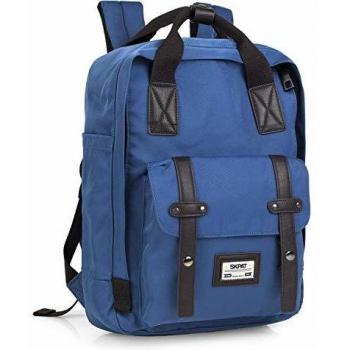 SKPAT - Mochila Casual de Hombre Grande. cómoda y práctica para Uso Diario. Vintage. Lona y Cuero PU Polipiel. Calidad diseño y Marca. portátil pequeño. 305536, Color Azul