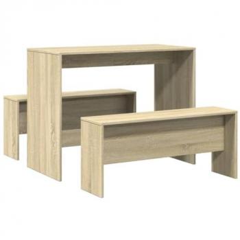 vidaXL 3 Piece Dining Table and Bench Set Sonoma Oak Engineered Wood
