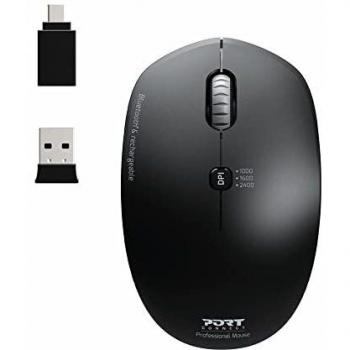 Ratón Inalámbrico Combo Pro Bluetooth y USB-A/C, Óptico 2400 DPI, Negro