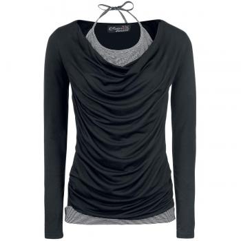 Rotterdamned Manga Larga con Lazo EN Cuello Manga Larga Mujer Negro/Gris XXL