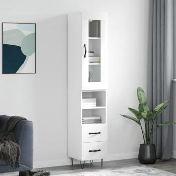 Aparador alto de madera contrachapada blanco 34,5x34x180 cm vidaXL