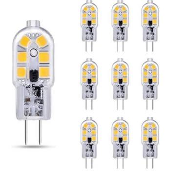 Bombillas LED G4 12V 2W Blanco Frio 6000K para Camper, 200LM, 12 SMD, Equivalente Halógena Bi Pin G4 10W-20W, G4 LED 12V Fria para Campana Cocina/Piscina, No Regulable, pack de 10