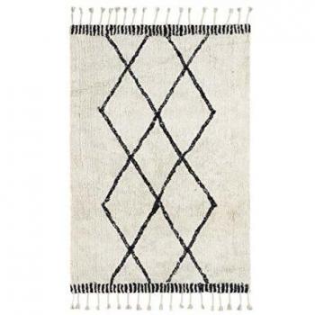 Alfombra Bereber Tribal con Flecos - Blanco Hueso - 80 x 150 cm