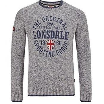 Lonsdale London Borden Men's Sweatshirt - Light Grey, Crew Neck, Sizes S to 3XL