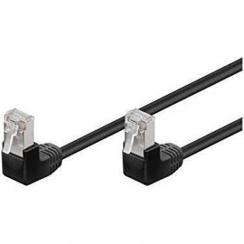 Cable de red Cat 5e F/UTP, 2 m, con conectores en ángulo de 90°, negro