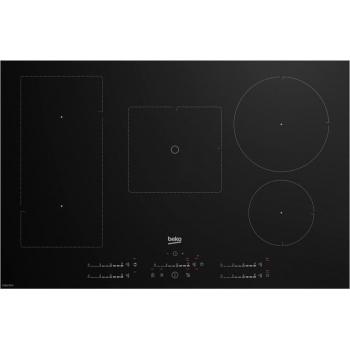 Placa de Inducción Beko HII85770UFT, 80cm, 5 Zonas de Cocción, IndyFlex, Negro