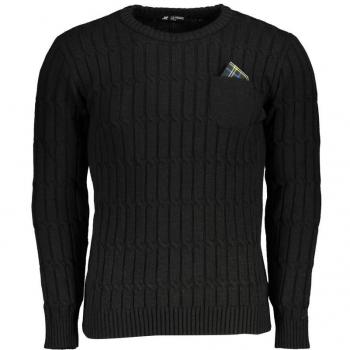 U.S. Polo Assn. Twisted Crew Neck Sweater with Contrast Details for Men - Black, Size: XXL
