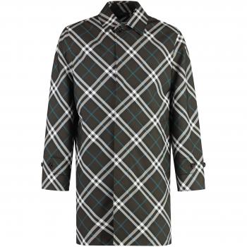 Burberry Men's Green Gabardine Car Coat Size 50 - Plaid Blouson
