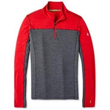 SmartWool Merino Sport 250 Long Sleeve 1/4 Zip Camiseta, Hombre, Chili Pepper Heather, Large