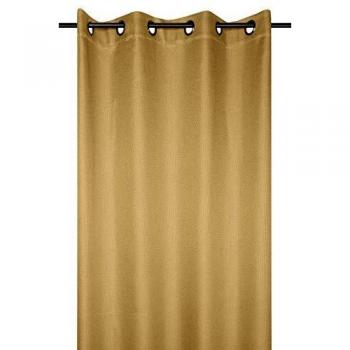 Cortina Opaca Uni Mostaza, Efecto Lino, 140x260cm, 100% Poliéster, Listo para Colocar