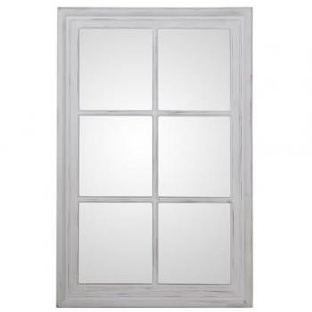 Espejo de pared Alexandra House Living Blanco Madera Desgastado Ventana 5 x 101 x 65 cm