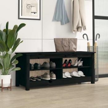 Zapatero negro 110x38x45,5 cm madera maciza de pino