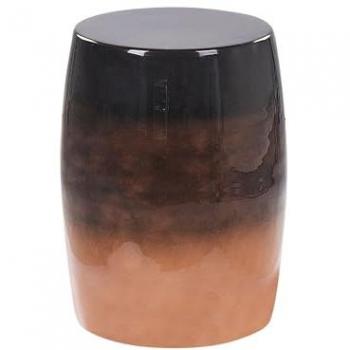 Mesa Auxiliar Moderna de Hierro con Tablero Redondo en Forma de Tambor, Marrón Dorado y Negro Fraguita