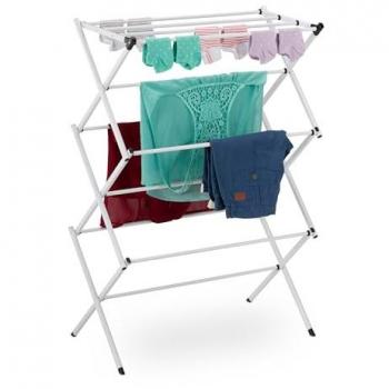 Tendedero Plegable Vertical de Metal, 11 Barras, 6 Niveles, 105x73x37 cm, Blanco