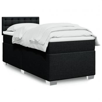 Bastidor de cama box spring con colchón negro 90x190 cm en tela