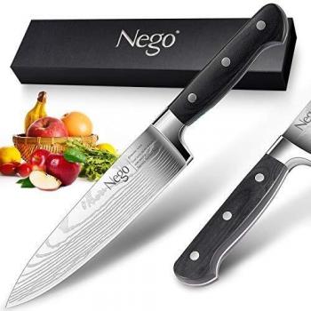 Cuchillo chef - Cuchillos chef Pro. Cuchillo cocina 8 pulgadas, acero inoxidable alto carbono, hoja afeitar, hoja afilada,resistente a las manchas, mejor opción para restaurantes y cocina en casa