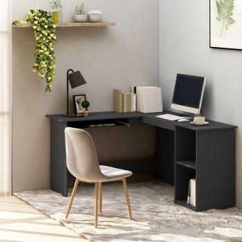 Escritorio de esquina L gris 120x140x75cm madera multicapa vidaXL