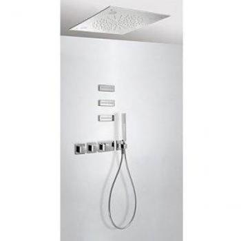 Tres Griferia - Kit De Ducha Termostático Empotrado Block System Cromoterapia Con Cierre Y Regulación De Caudal
