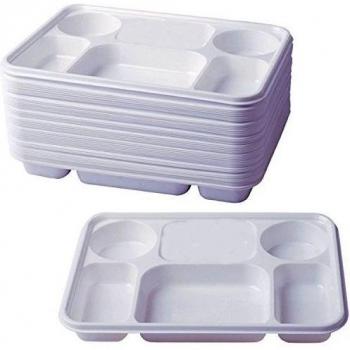 Deluxe Heavy Duty 6 Compartment Plastic Dinner Plates 50pc Party Home Food Disposable Section Tray Curry Thali Wedding BBQ by Concept4u